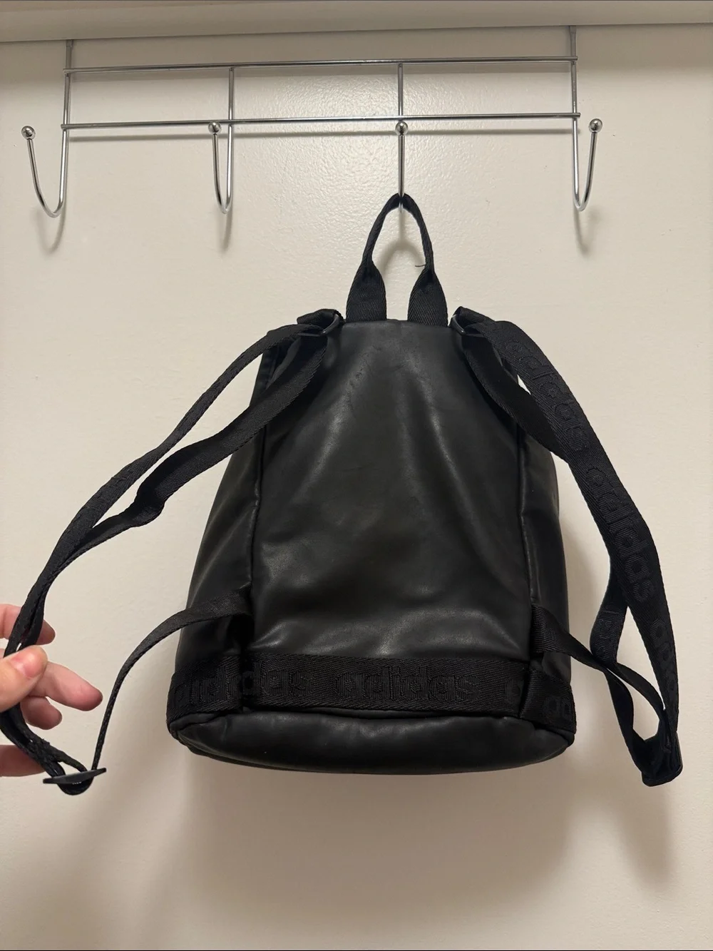 Adidas Three Stripe Life Drawstring Adjustable Strap Small Backpack Black